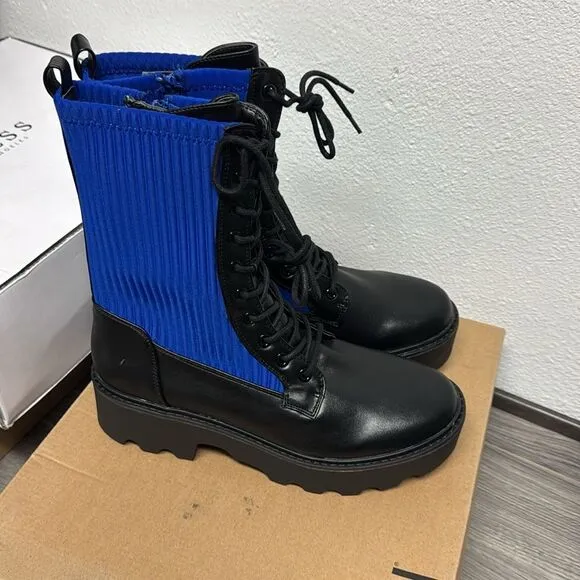 Bar III Womens Taryin Leather Lug sole Combat &amp; Lace-up Boots