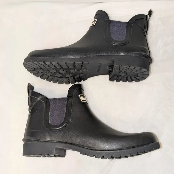 Barbour Women's Navy Ankle Rain Boots Wilton Wellingtons Size 8