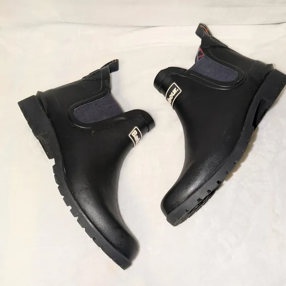 Barbour Women's Navy Ankle Rain Boots Wilton Wellingtons Size 8