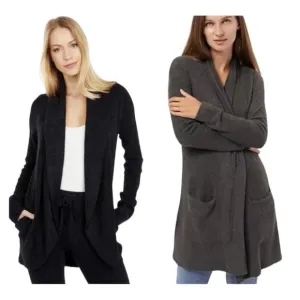 BAREFOOT DREAMS CozyChic Lite Long Cardigan Sweater Black 1X NEW Comfy