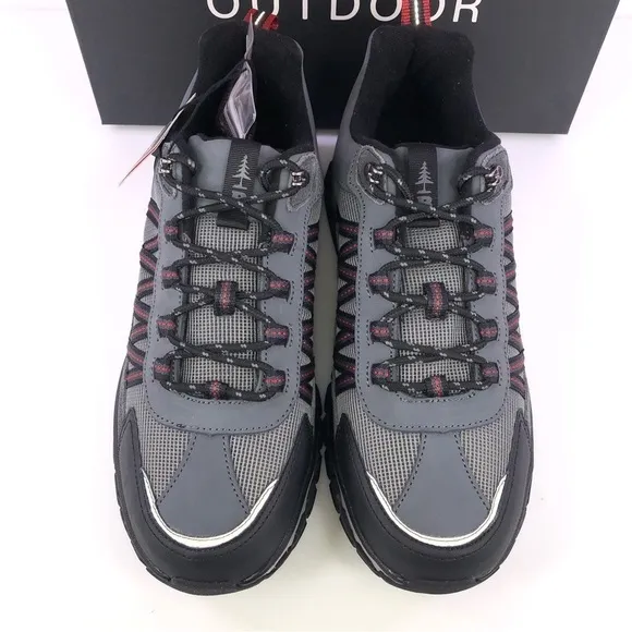 Bass Outdoor Peak Hiker Sneakers Gray Leather Low Top Shoes Size 13