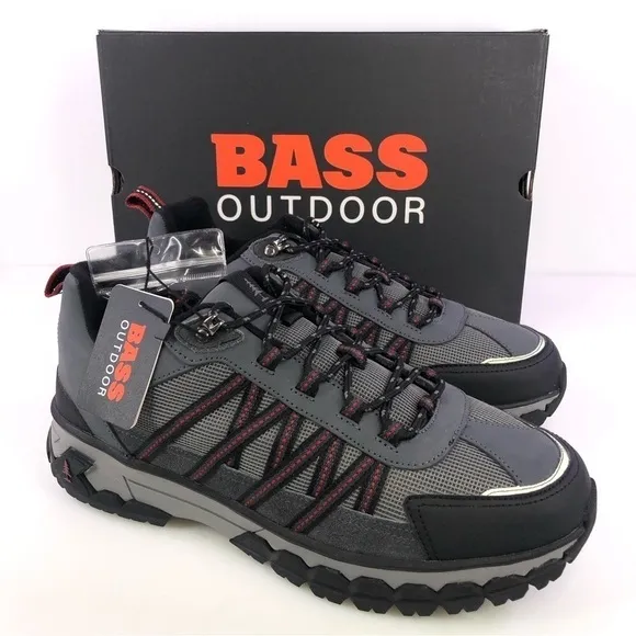 Bass Outdoor Peak Hiker Sneakers Gray Leather Low Top Shoes Size 13