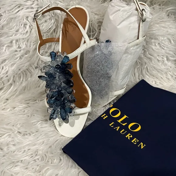 Beaded kitten-heel Sandal. Polo Ralph Lauren