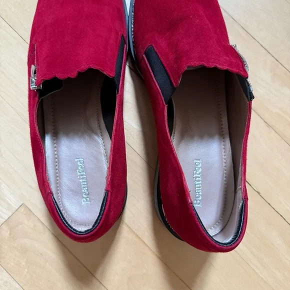BeautiFeel Anise Suede Flat Loafer Shoes in Cherry  Red 9