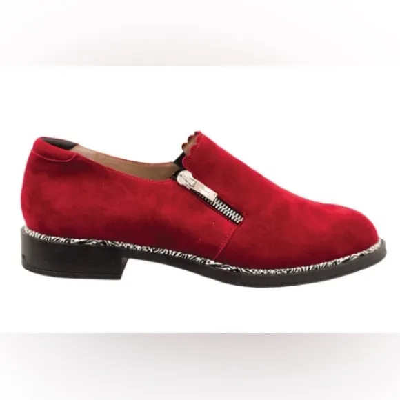 BeautiFeel Anise Suede Flat Loafer Shoes in Cherry  Red 9