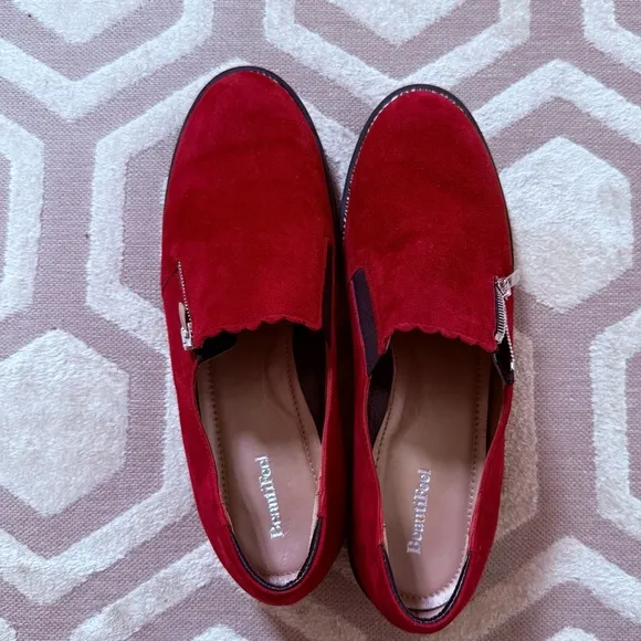 BeautiFeel Anise Suede Flat Loafer Shoes in Cherry  Red 9