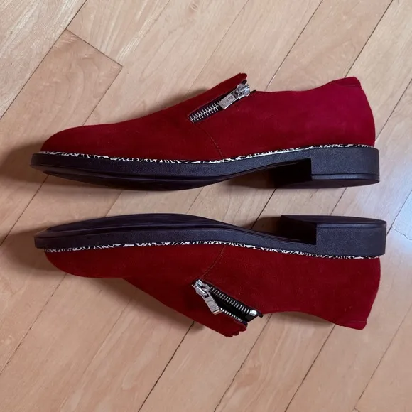 BeautiFeel Anise Suede Flat Loafer Shoes in Cherry  Red 9