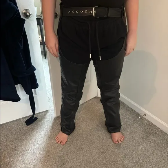 Beautiful leather unisex motorcycle chaps XL Vance Classic Black Biker