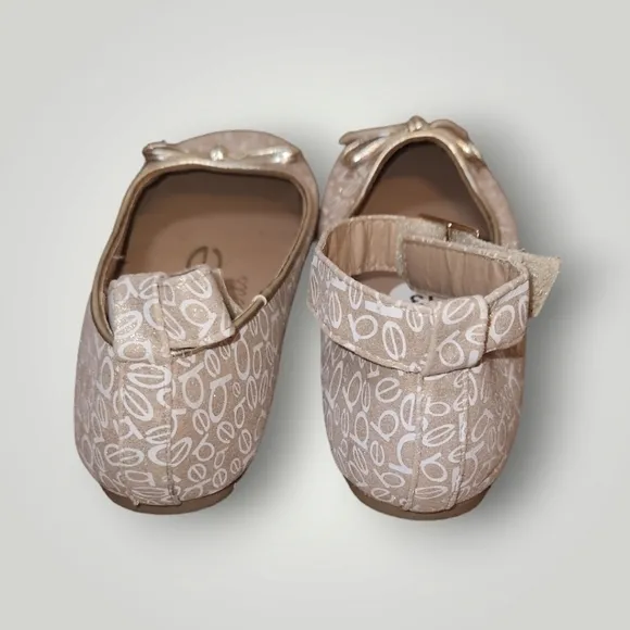 Bebe girls toddler gold logo flat shoes size 13