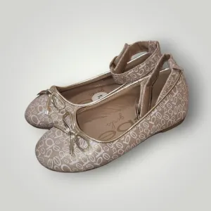 Bebe girls toddler gold logo flat shoes size 13