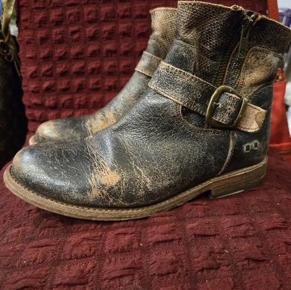 Bed Stu Becca Distressed Leather Ankle Boots Size 7.5