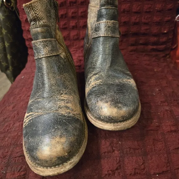 Bed Stu Becca Distressed Leather Ankle Boots Size 7.5