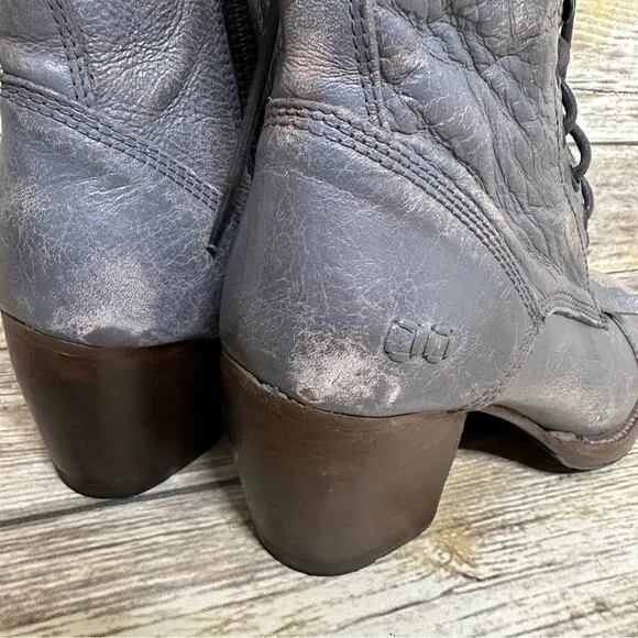 BED | STU - FINIS - SMOKE GRAY LUX - Women's Kiltie Boots Bootie Heels -Size 6.5