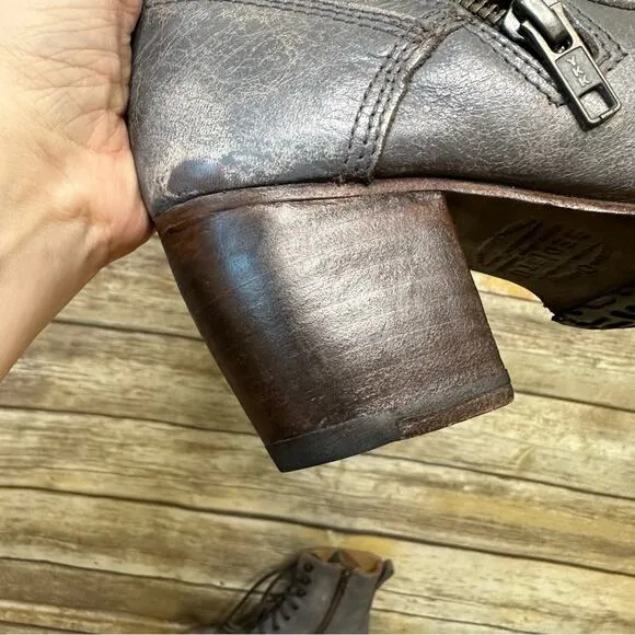 BED | STU - FINIS - SMOKE GRAY LUX - Women's Kiltie Boots Bootie Heels -Size 6.5