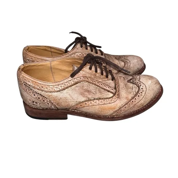 Bed Stu LITA Distressed White Leather Channing Oxford Shoes Women’s size 10