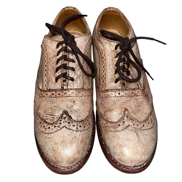 Bed Stu LITA Distressed White Leather Channing Oxford Shoes Women’s size 10