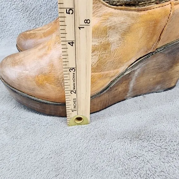Bed Stu Shoes Womens Size 9 Bruges Brown Leather Wedge Boot
