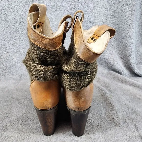 Bed Stu Shoes Womens Size 9 Bruges Brown Leather Wedge Boot