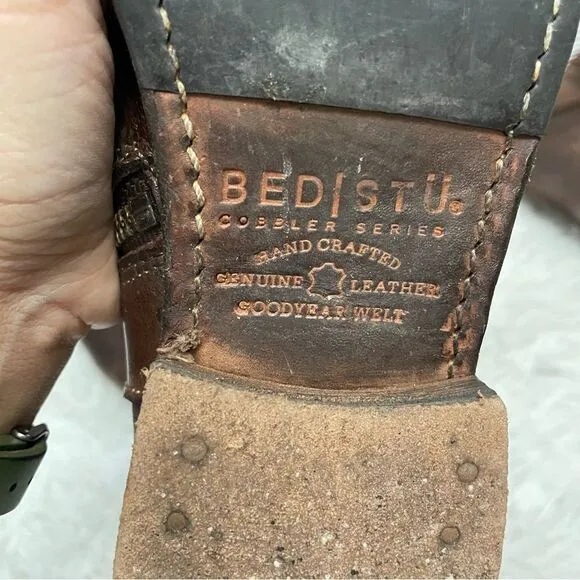 Bed Stu Manchester II Teak Rustic Leather Riding Boots Tall Lace Up back sz 6