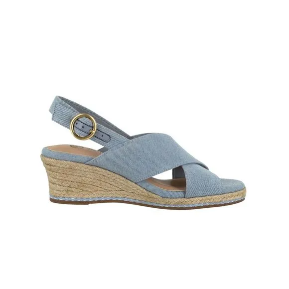 BELLA VITA Womens Light Blue 1/2&quot; Platform Nadette Ii Wedge Shoes 8.5 W