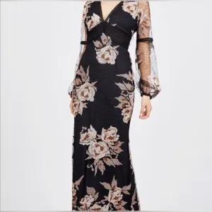BELLE BADGLEY MISCHKA EVENING GOWN TIERRA MAXI​​​​