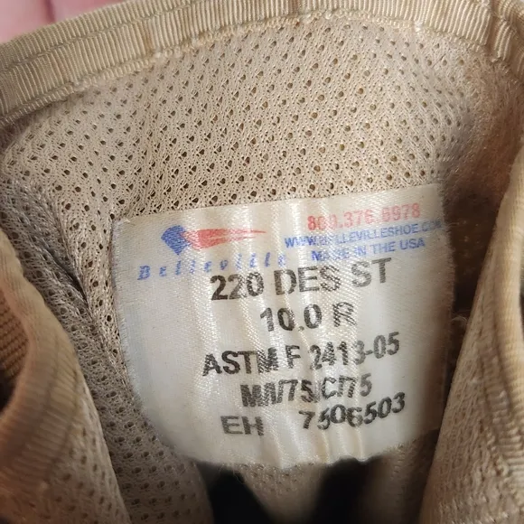 Belleville Men's Vibram Tan Steel Toe Suede Boots with Red Laces Size 10 Used