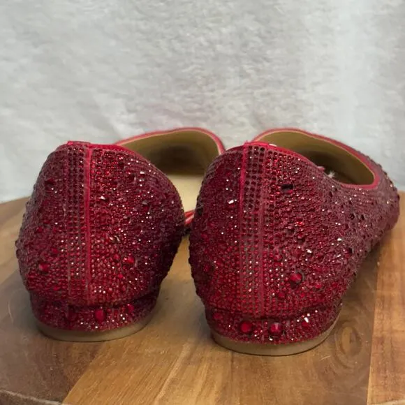 Betsey Johnson Flat Shoes Woman's 11 Remy Red Rhinestone Pointed Toe Dorothy