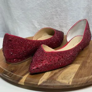 Betsey Johnson Flat Shoes Woman's 11 Remy Red Rhinestone Pointed Toe Dorothy