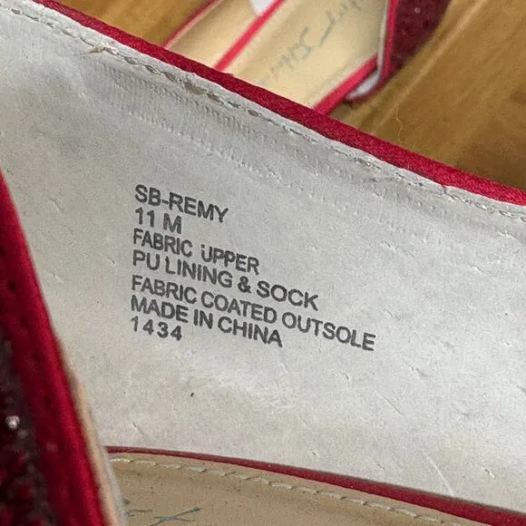 Betsey Johnson Flat Shoes Woman's 11 Remy Red Rhinestone Pointed Toe Dorothy
