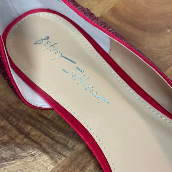 Betsey Johnson Flat Shoes Woman's 11 Remy Red Rhinestone Pointed Toe Dorothy