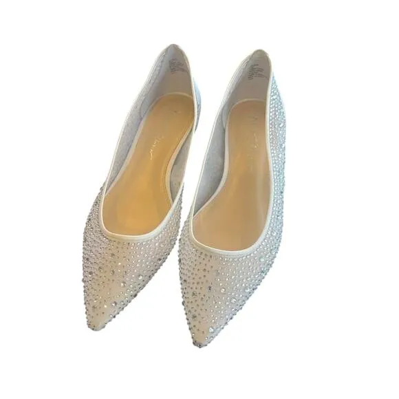🩷Betsy Johnson Ballet Crystal Shoes Size 8 Flat silver formal