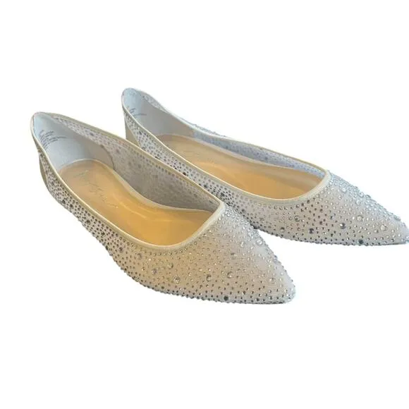 🩷Betsy Johnson Ballet Crystal Shoes Size 8 Flat silver formal