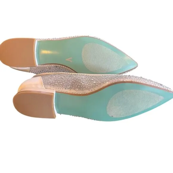 🩷Betsy Johnson Ballet Crystal Shoes Size 8 Flat silver formal