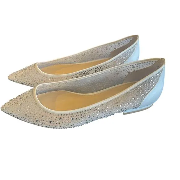 🩷Betsy Johnson Ballet Crystal Shoes Size 8 Flat silver formal