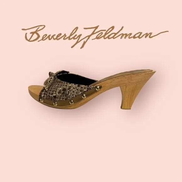 Beverly Feldman (EUC) Malibu Wooden Slide sandals, Size 10