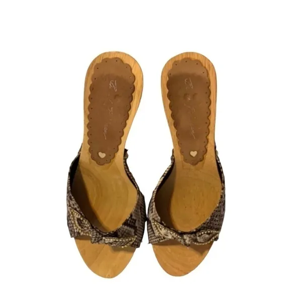 Beverly Feldman (EUC) Malibu Wooden Slide sandals, Size 10