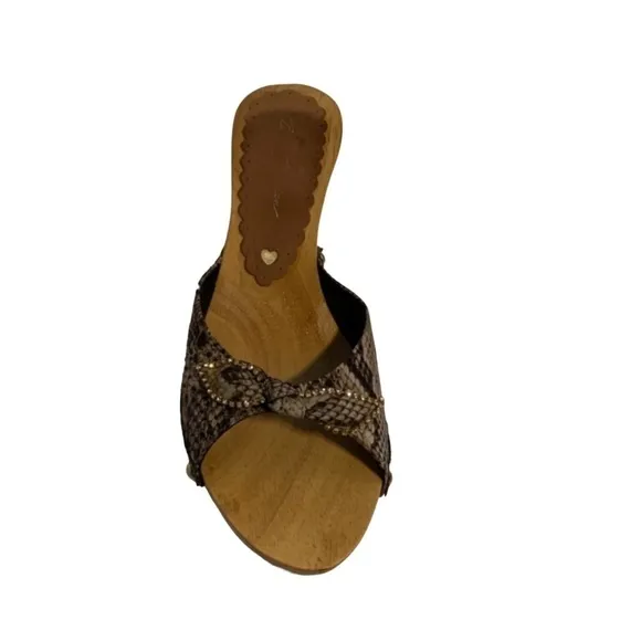 Beverly Feldman (EUC) Malibu Wooden Slide sandals, Size 10