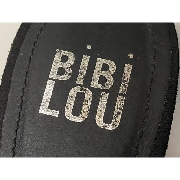 Bibi Lou Raffia Gem Jeweled Mule Slide Slip On Slipper Shoes Woven Black Sz 36/6