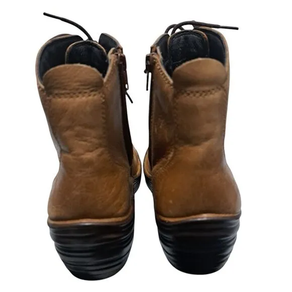 Bionica Corset Lace-Up Chunky Platform Wedge Indie Sleaze Ankle Boots Sz 8 Brown