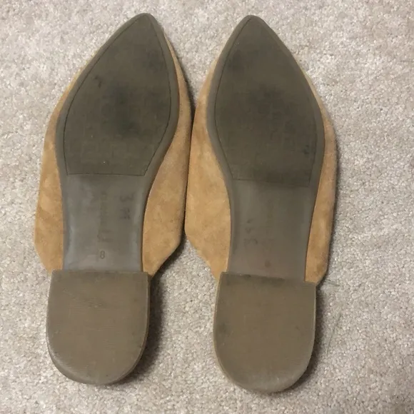 Birdies Pointed Toe Swan Flat/Mule in Tan Suede