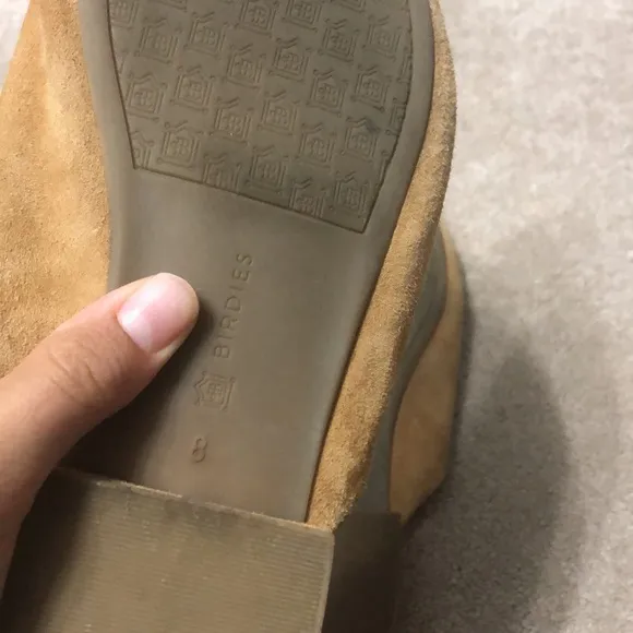 Birdies Pointed Toe Swan Flat/Mule in Tan Suede