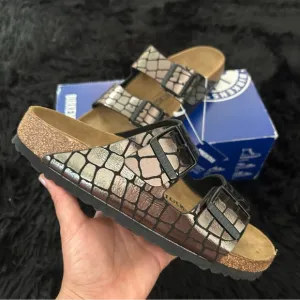 BIRKENSTOCK Arizona black metallic sandals slip on shoes women’s eur 38 new