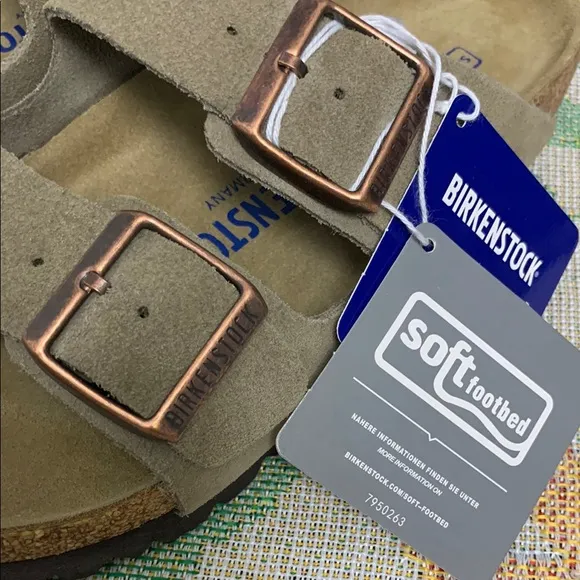 Birkenstock Arizona Taupe Narrow Sandals with Cork Footbed and Adjustable Straps