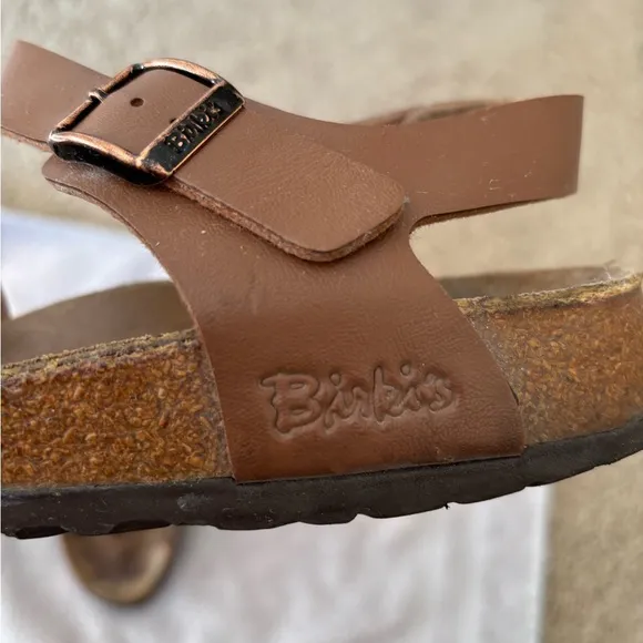 Birkenstock Birkis Lillie Brown Plaid Leather Flat Sandals Women’s Size …
