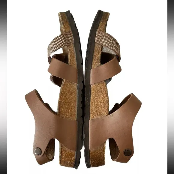 Birkenstock Birkis Lillie Brown Plaid Leather Flat Sandals Women’s Size …
