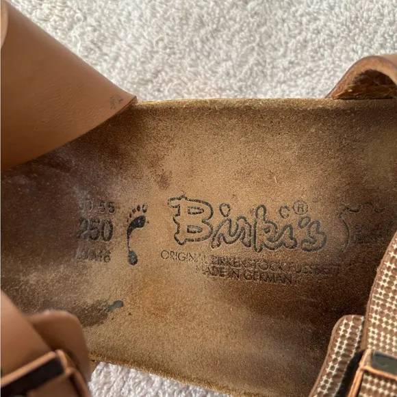 Birkenstock Birkis Lillie Brown Plaid Leather Flat Sandals Women’s Size …