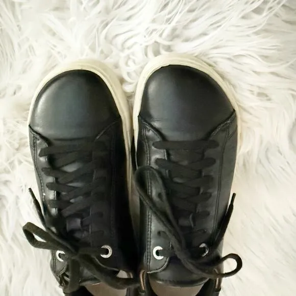 BIRKENSTOCK | Black Leather Sneakers Bend Low Wide Toe Box Lace Up | Size 38
