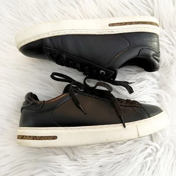 BIRKENSTOCK | Black Leather Sneakers Bend Low Wide Toe Box Lace Up | Size 38