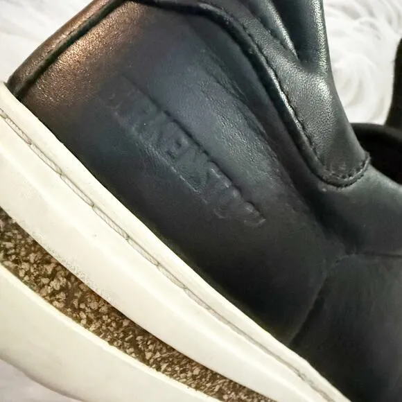 BIRKENSTOCK | Black Leather Sneakers Bend Low Wide Toe Box Lace Up | Size 38