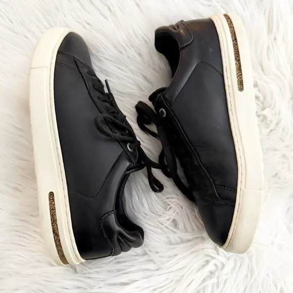 BIRKENSTOCK | Black Leather Sneakers Bend Low Wide Toe Box Lace Up | Size 38